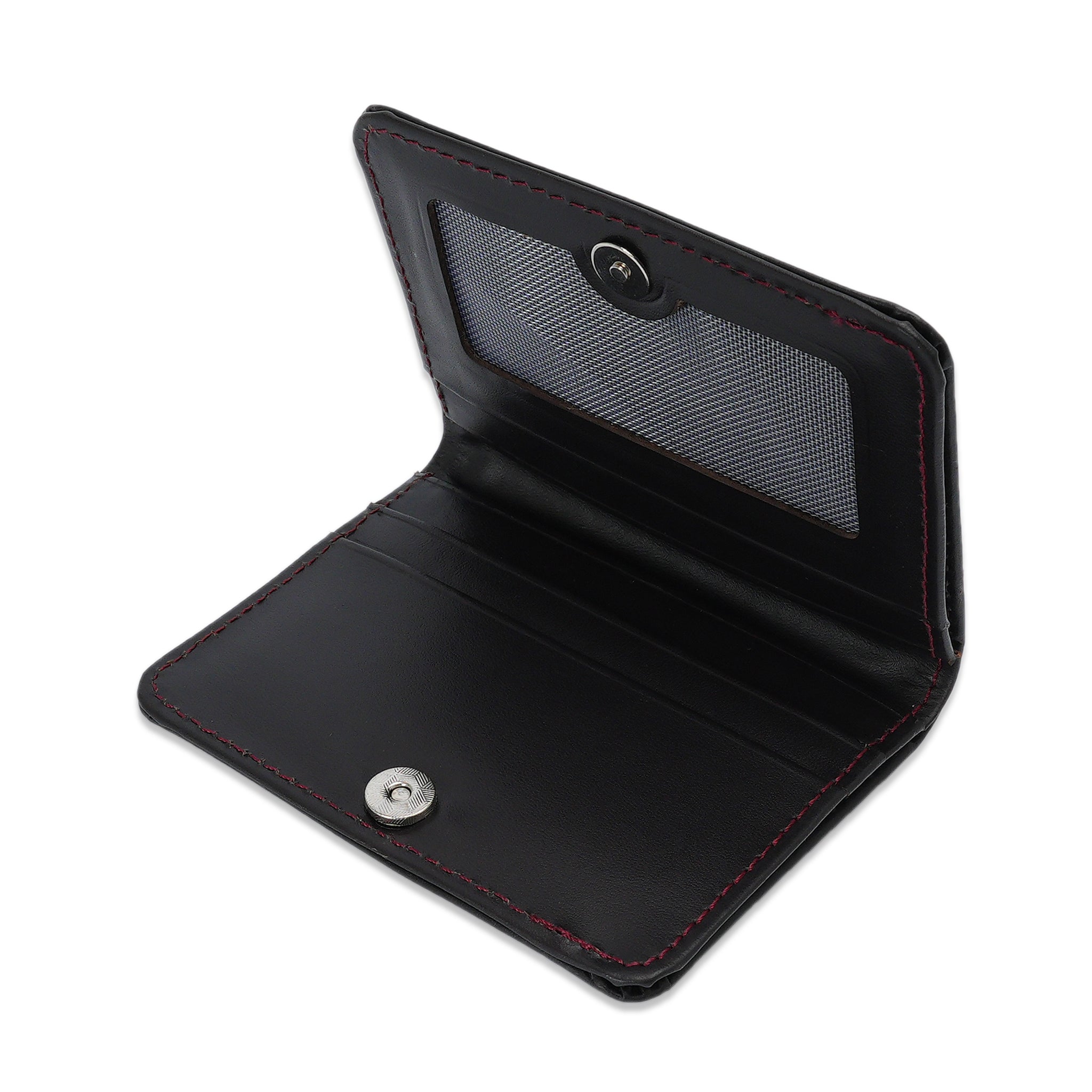 Black Men's Card Holder – Slim Wallet with Button & Card Slots