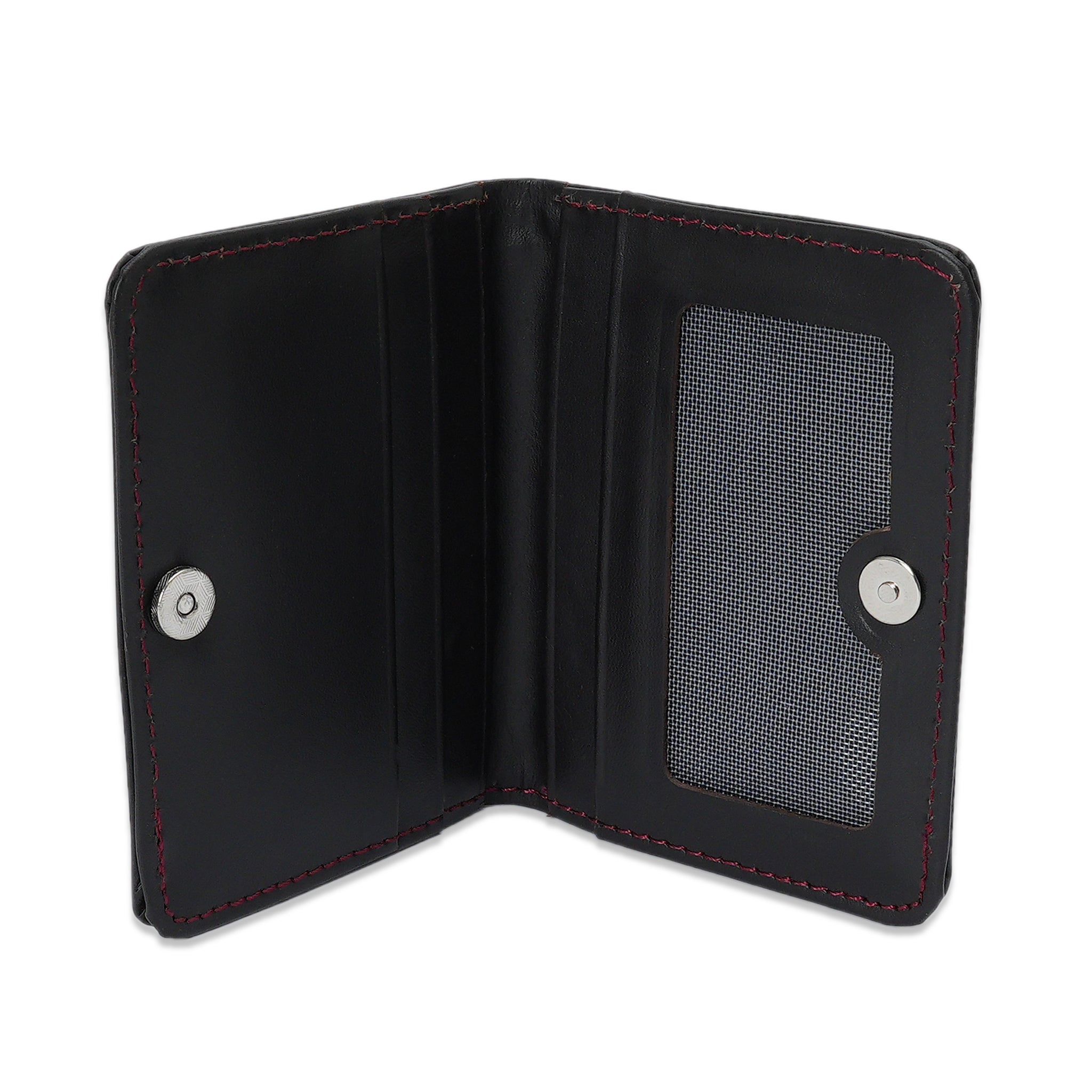 Black Men's Card Holder – Slim Wallet with Button & Card Slots