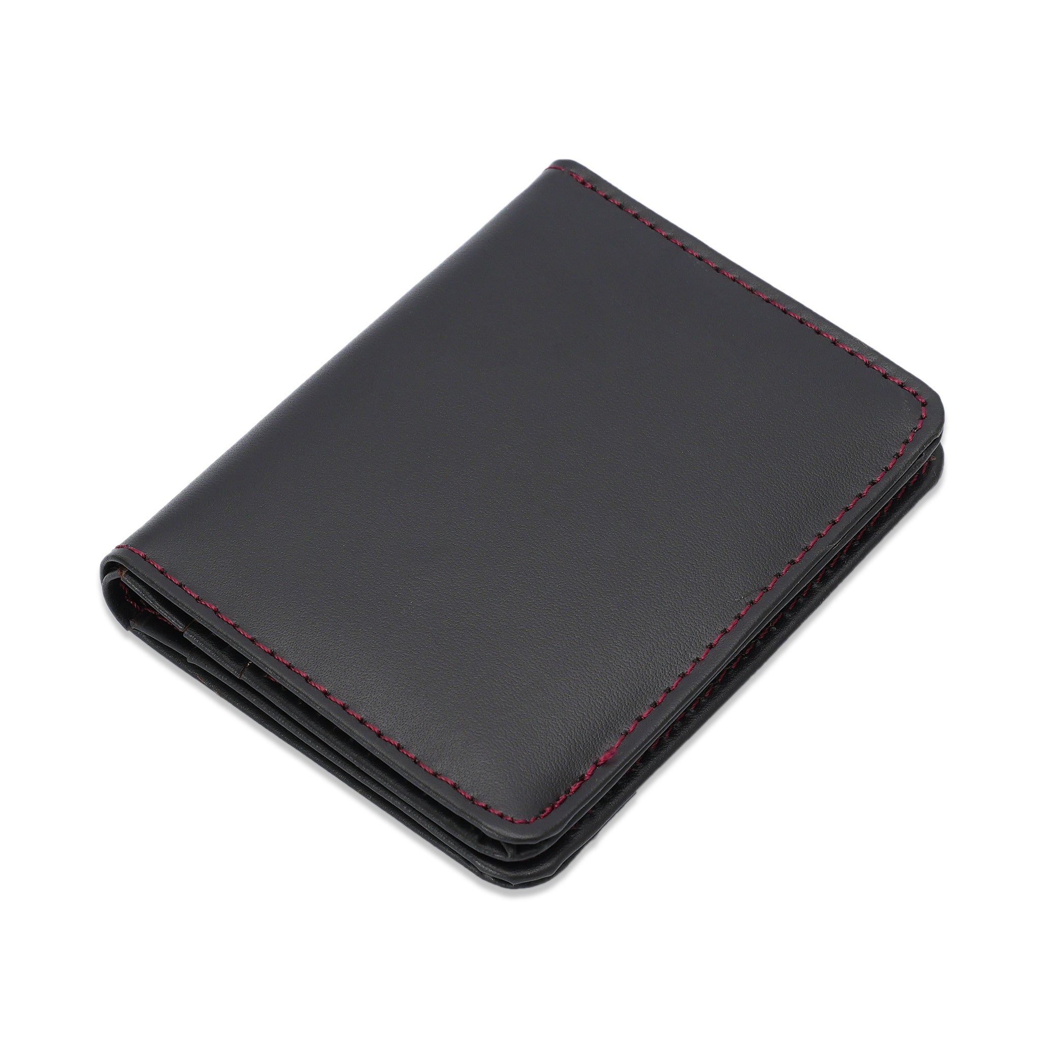 Black Men's Card Holder – Slim Wallet with Button & Card Slots